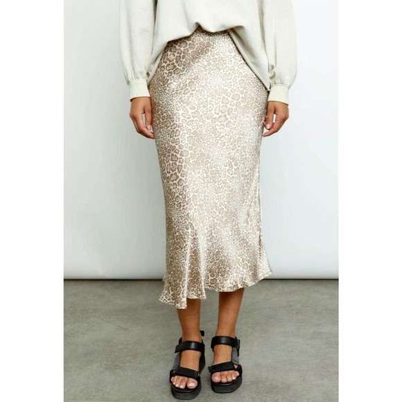Rails Leopard Print Midi Skirt in Cream and Tan - Picture 1 of 15